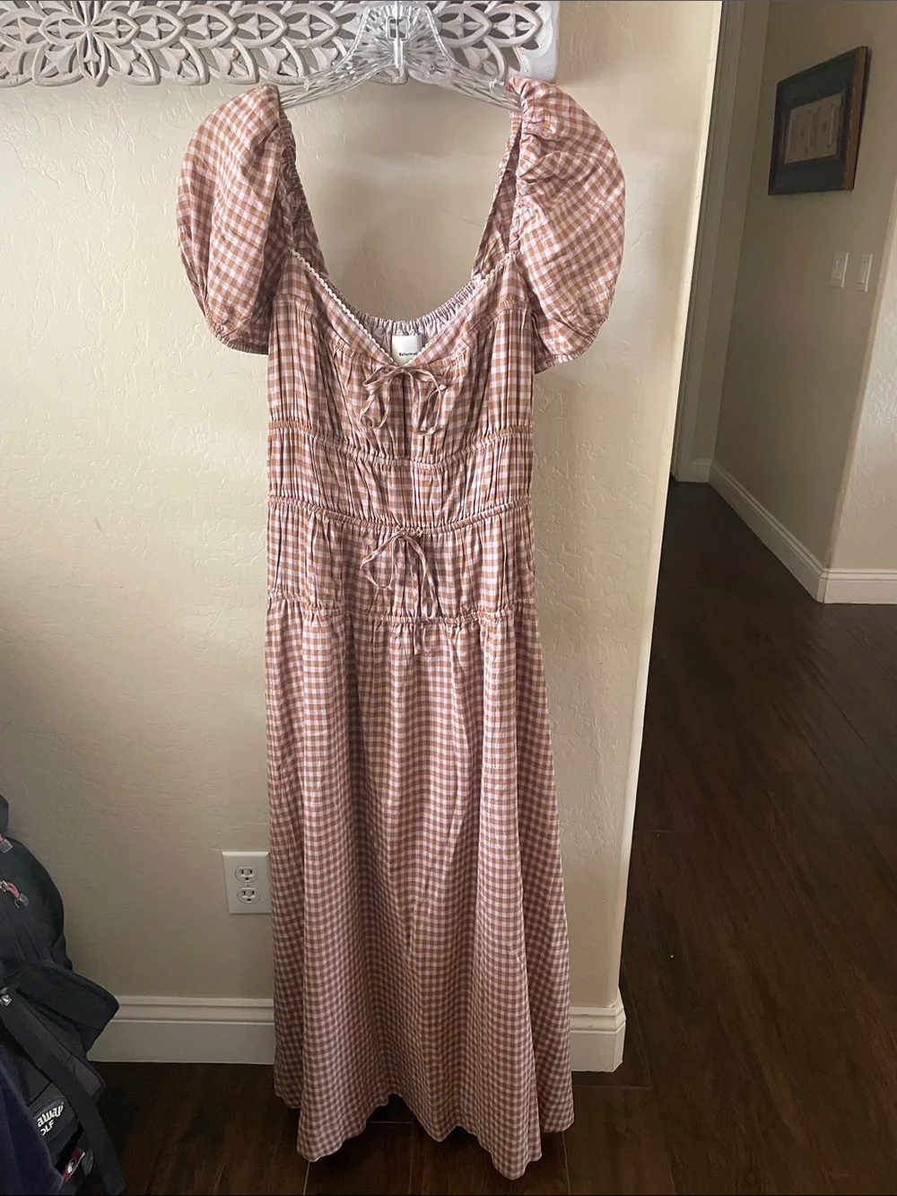 NWT REFORMATION Rhett Gingham Puff Dress - Picture 7 of 10